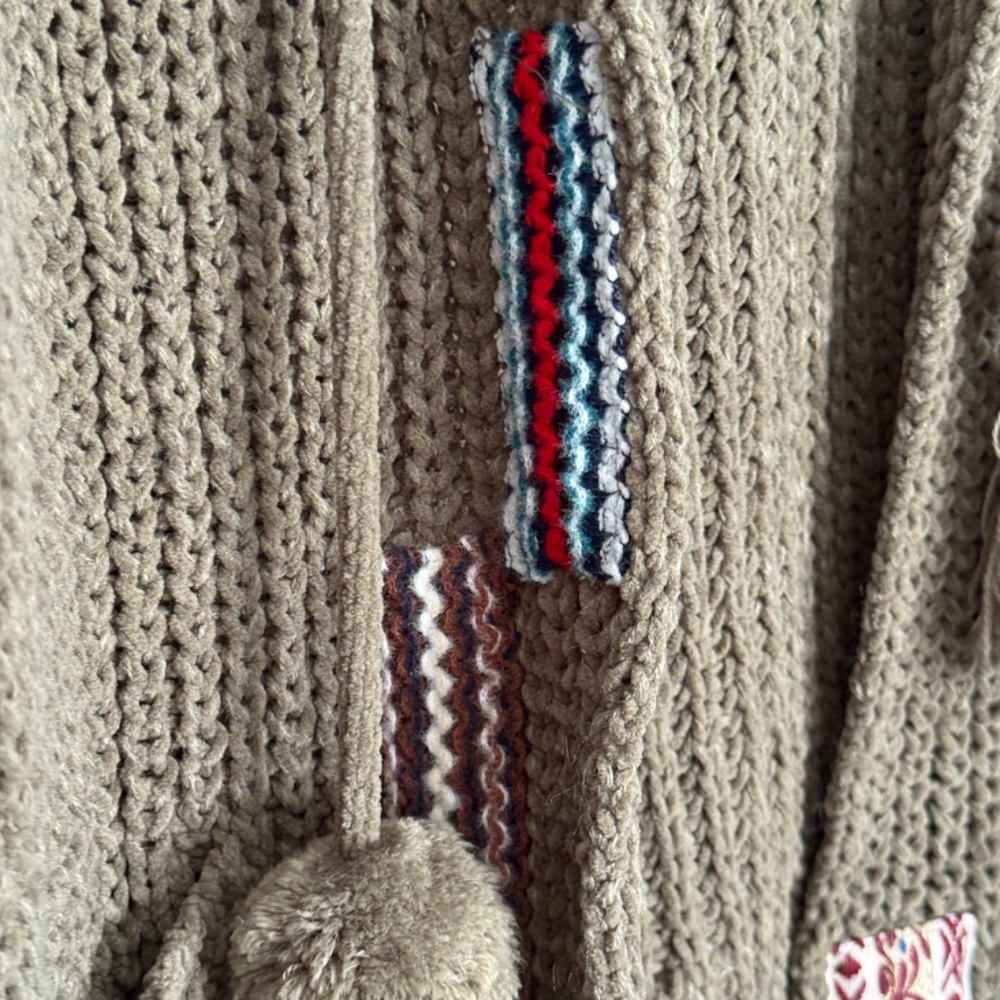 Pol - Chenille Patchwork Pocket Oversized Green H… - image 7